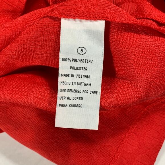 Shift Dress Crimson Red Polka Dot Belted Pockets Shelby & Palmer Midi Size 8 NWT - Picture 7 of 12